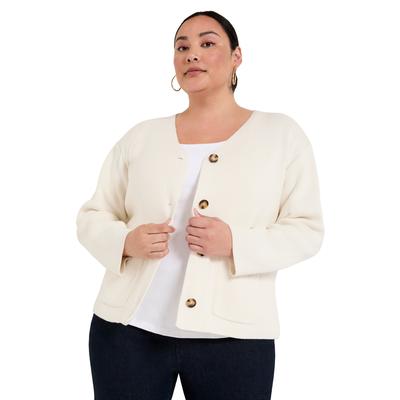 Plus Size Women's Sweater Jacket by June+Vie in Sugar Swizzle (Size 14/16)