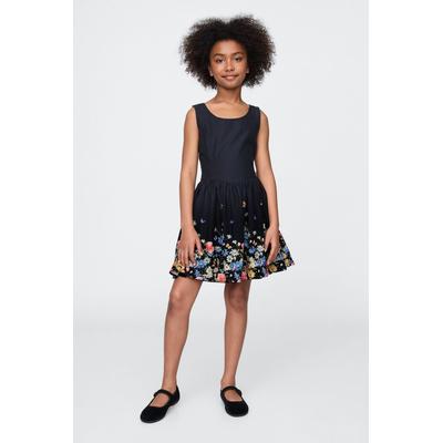 Gap Girls Black Linen-Cotton Floral Dress (4-13yrs). - Black