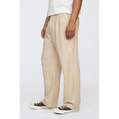 Gap Mens Beige Linen-Cotton 90s Loose Pleated Chinos - Beige