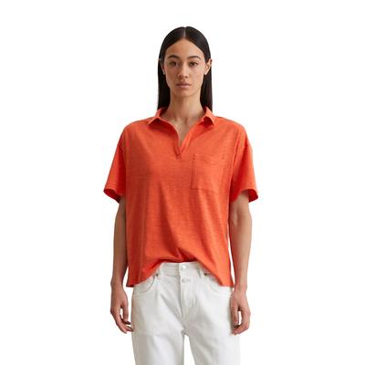 Poloshirt MARC O'POLO "aus Organic Cotton-Viskose-Mix", Damen, Gr. M, rot (burnt rot), Obermaterial: 52% Baumwolle, 48% 