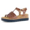 Keilsandalette GABOR "GENUA", Damen, Gr. 39, braun (camelfarben), Glattleder, unifarben, klassisch, Schuhe, Riemchensandale, Sommerschuh mit Klettverschluss, G-Weite