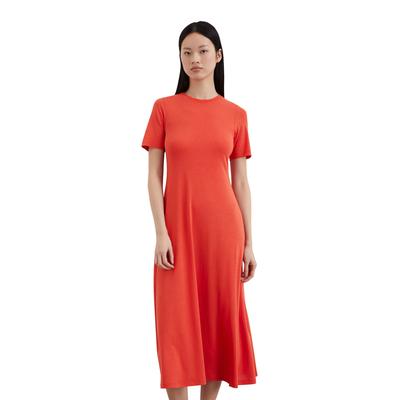 Jerseykleid MARC O'POLO "aus OCS Blended TENCEL™ Modal", Damen, Gr. XL, Normalgrößen, rot (burnt rot), Obermaterial: 48% Modal, 47% Baumwolle, 5% Elasthan; Futter: 100% Nicht verfügbar, unifarben, slim fit ca. Mitte Knie, Rundhals, Kurzarm normaler... Image