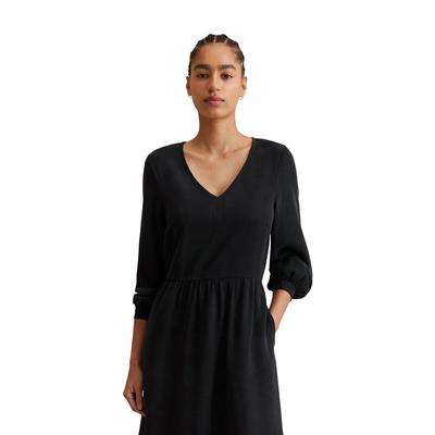 Midikleid MARC O'POLO DENIM "aus TENCEL™ Lyocell", Damen, Gr. M, Normalgrößen, schwarz, Obermaterial: 100% Lyocell; Futter: 100% Nicht verfügbar, unifarben, relaxed fit wadenlang, V-Ausschnitt, Langarm normaler Saum, Kleider Image