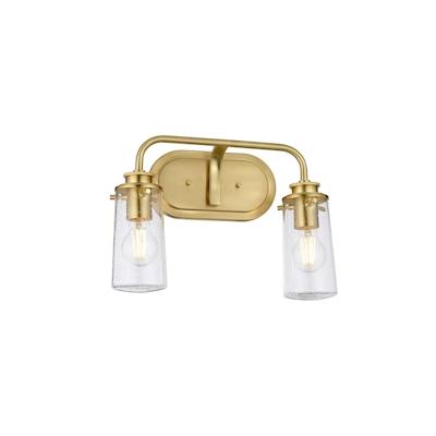 Licht-Erlebnisse Wandleuchte SAIDA 2x E27 bis 40W Messing gebürstet Transparent LE121061 Image