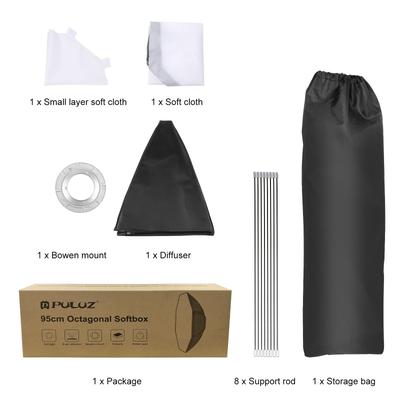TEMU Puluz 37.4-inch Octagon Softbox Diffuser With Bowens Mount, Flash For Photography, Polyester Fabric, 95cm Image