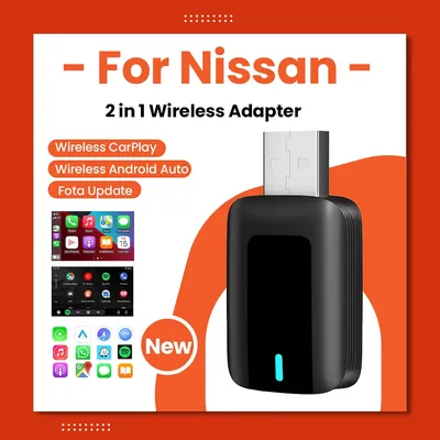 CarPlay Android Auto Wireless Adapter Plug And Play Bluetooth WiFi Fast For Nissan Maxima Micra Murano GT‑R Kicks Leaf Altima