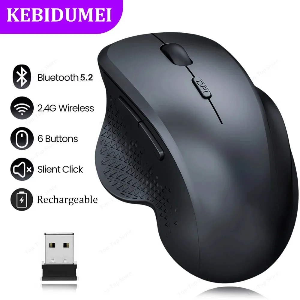 Dual-Modus 2,4G Drahtlose Maus Bluetooth 5,2 Maus Wiederaufladbare Maus Spiel Maus 1600DPI Für Laptop Tablet computer Windows MacOS Image
