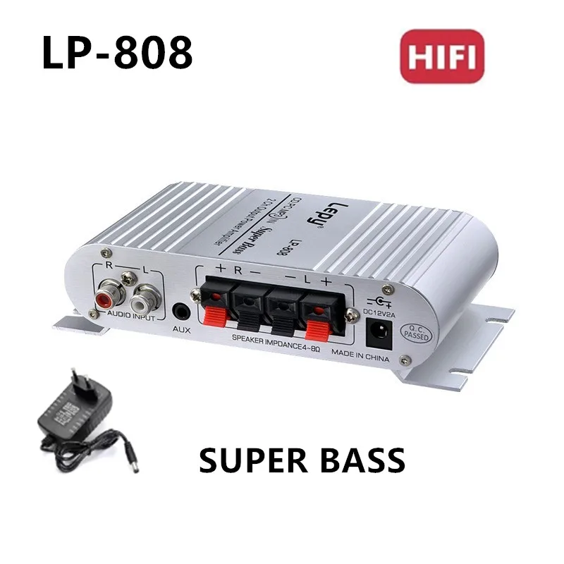 Lepy LP-808 HiFi-Leistungsverstärker Kanal 2.0 Mini Home Car AMP Subwoofer Höhen-/Low-/Balance-/Lautstärkeregler für MP3, MP4 Image