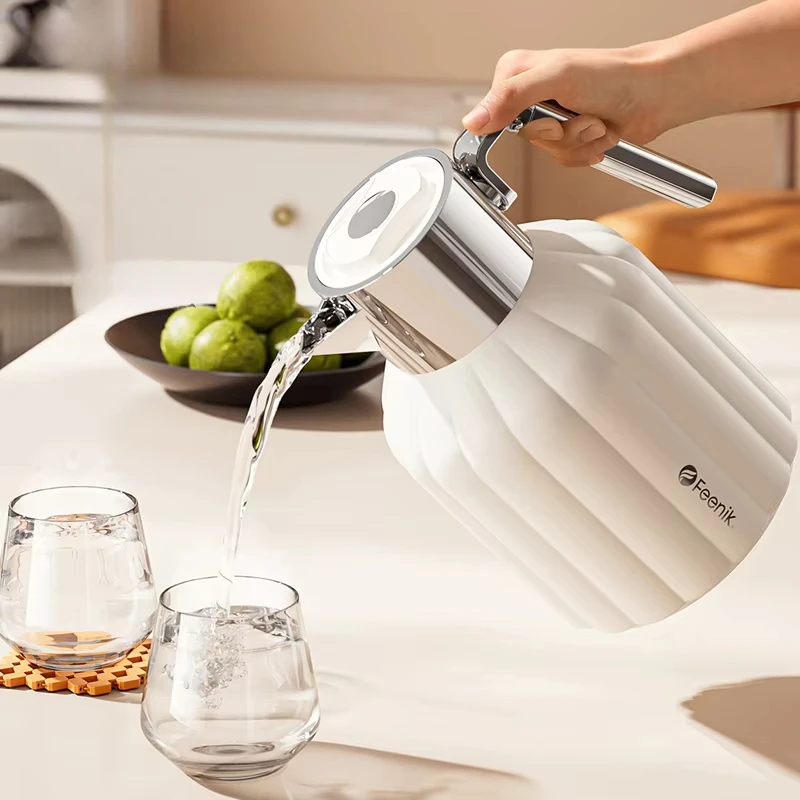 New Home Thermoskanne mit großem Fassungsvermögen, 72 Stunden langlebiger Thermoskanne, Glas-Thermoskanne mit rotem Gallen Image