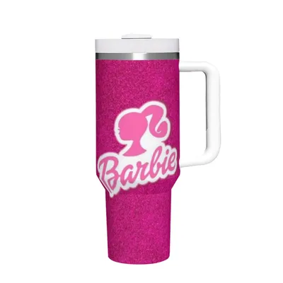 Barbie Hot Pink Barbie Hot Pink 40 oz Tumbler with Handle and Straw Lid Stainless Steel Insulated