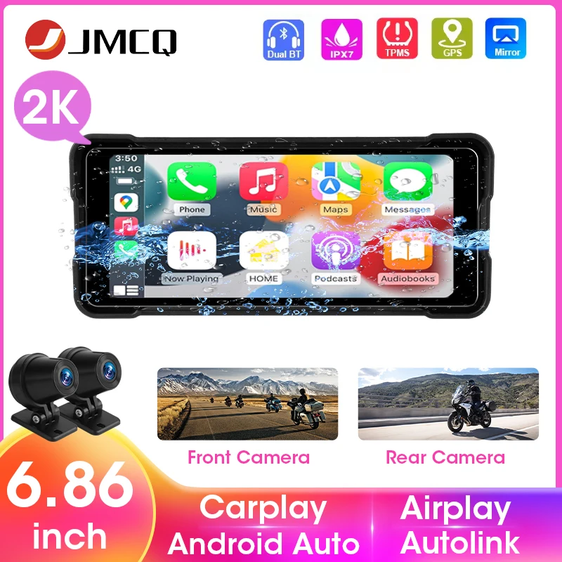 6,86 Zoll Motorrad Tragbare Navigation GPS Moto DVR Wireless Für A-pple Carplay Android Auto IPX7 Wasserdichte Touchscreen WIFI Image