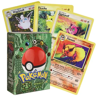 PKM Cards 1st Edition Classic Jungle Nidoqueen Pikachu Jolteon Clefable Eevee TCG Board Games Whole Set Proxy Cards