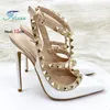 2024 neue Mode Niet Strap Sandalen Für Frauen 8CM 10CM 12CM High Heels Sommer Party Schuhe Weiß römischen Stiletto Pumps Größe 34-46