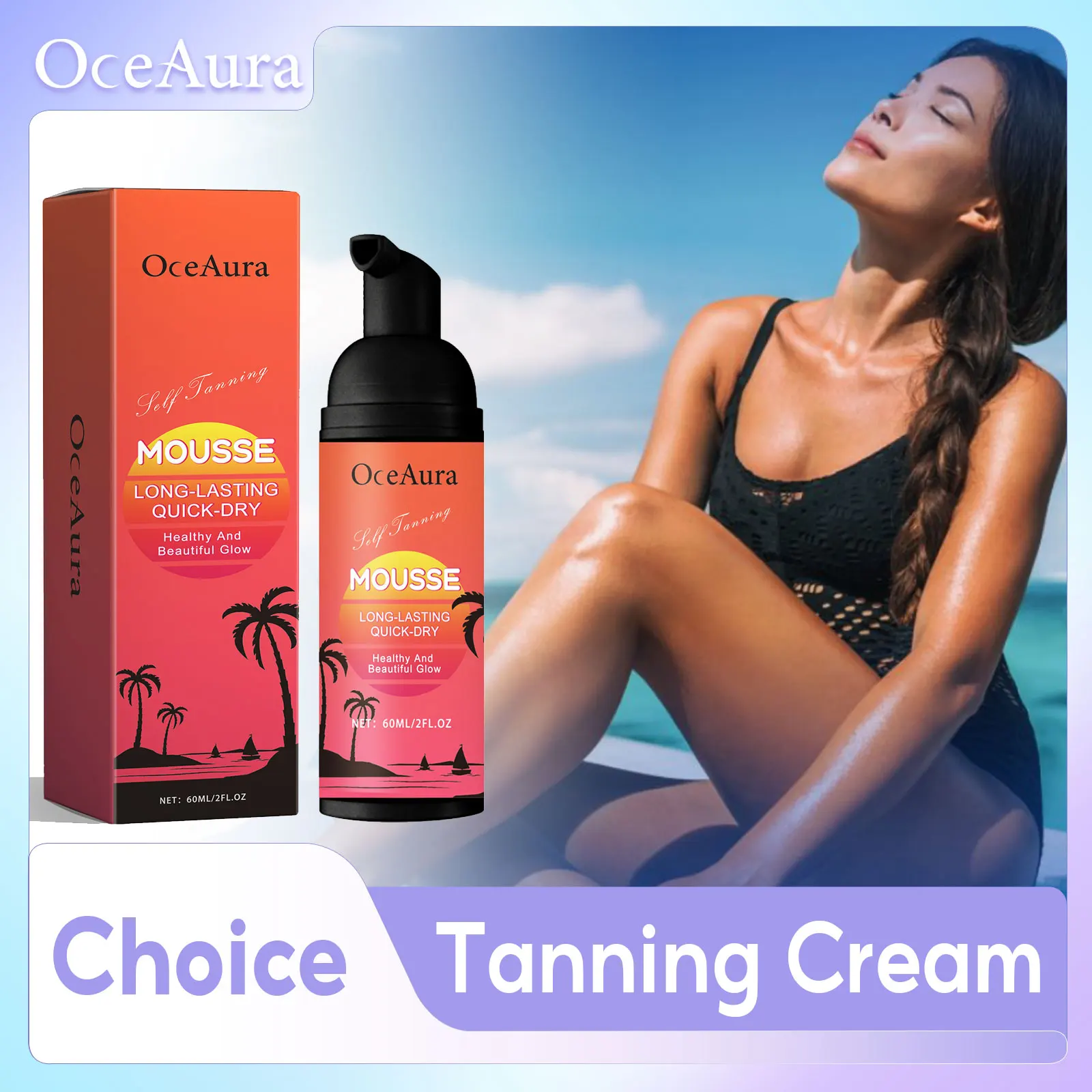 Selbstbräunungs-Mousse, sonnenloser Selbstbräuner für Gesicht und Körper, Sonnenliegencreme, gleichmäßiger Hautton, Anti-UV, verhindert dunkle Flecken, Bein-Bronze-Make-up Image