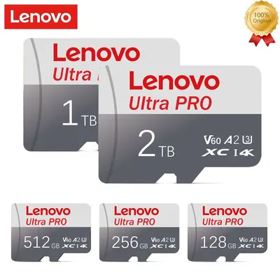 Lenovo 2TB SD Memory Card V30 128GB Micro TF/SD Card Class 10 High Speed Flash Memory Card 512GB 256GB SD Card For Camera Phone
