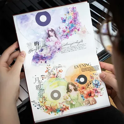 10 stücke Material Paket Dual Material Aufkleber Musik Anlage Pack Büro Frühling Song Hintergrund Sammelalbum geschnitten Liefert 150*129mm Image