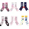 Cartoon Hello Kitty Bunte Mittelsocken Niedliche lässige Baumwollsocken für Männer und Frauen im Freien, tragbar in allen Jahreszeiten, Größe 34–42