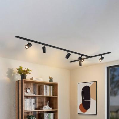 Lindby Schienensystem Linaro, GU10, 6-flg., schwarz, T-Form Linaro Lindby, dimmbar, schwarz, für Flurbereich, Metall, Modern Image