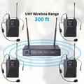 Cuffie Wireless UHF/kit microfono portatile 4 pezzi microfoni dinamici con Display digitale per riunioni insegnamento Stage Live Show