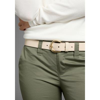 Ledergürtel LAURA SCOTT, Damen, Gr. 95, beige (cream), Rindsleder, unifarben, glänzend, feminin, Gürtel, mit goldfarbender runder Schnalle - NEW Image