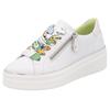 Plateausneaker REMONTE, Damen, Gr. 40, silber (weiß, silberfarben), Leder, kontrastfarbene Details, sportlich, Schuhe, Freizeitschuh, Halbschuh, Schnürschuh mit seitlichem Reißverschluss