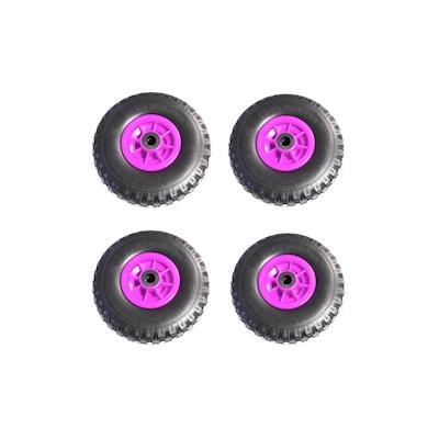 Baumarktplus 4x Sackkarrenrad PU-Rad 260x85 mm 3.00-4 75 mm zentrierte Nabe Ø 20 mm pink Vollgummi Bollerwagen Image