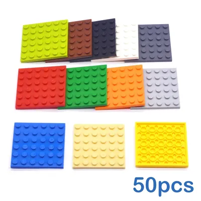 50pcs DIY Building Blocks 6x6 Dots Thin Figures Bricks 12Color Educational Creative Size Compatible