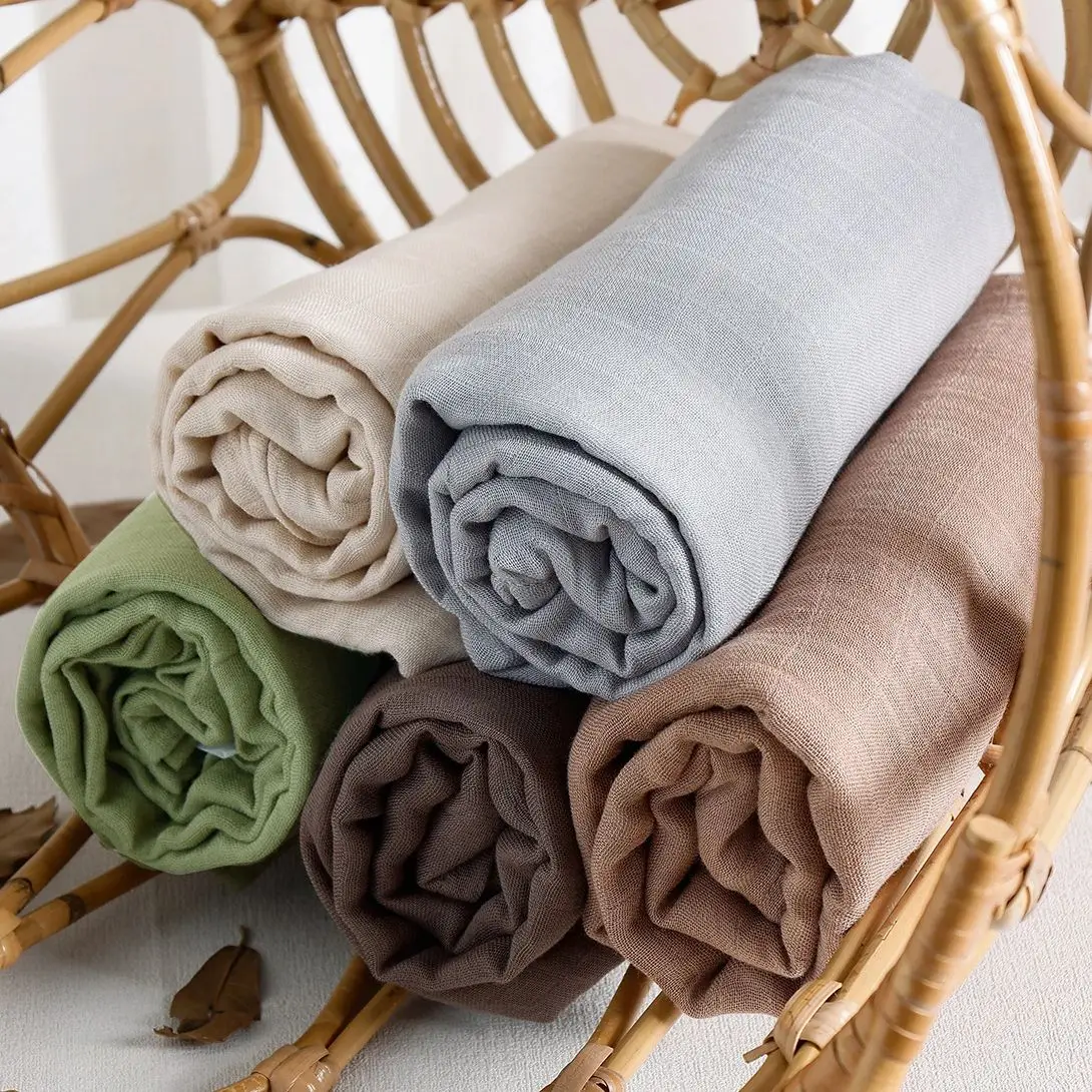 HappyFlute New 120*110CM Soild Colour 1PCS Soft Bamboo Cotton Gauze Muslin Newborn Swaddle Wrap Breathable Quick Dry Bath Towel