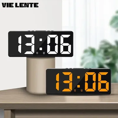 Multifunctional LED Number Clock Color Nightlight Temperature Calendar Alarm Large Digital