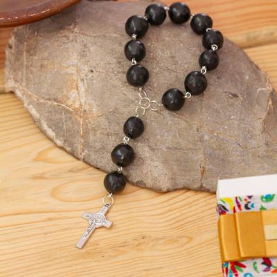 'Artisan-Made Ceramic and Aluminum Rosary Decorative Accent'