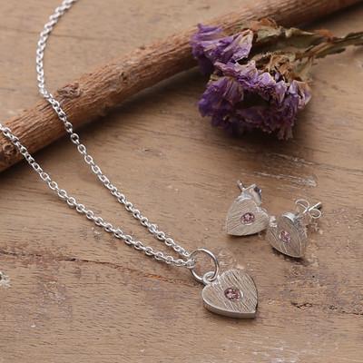 'Brushed-Satin Romantic Necklace and Earring Jewelry Set'