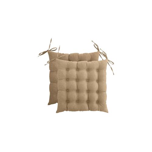 wometo 2er Set Sitzkissen Stuhlkissen 40x40 OEKO-TEX - beige Sitzauflage Bank Polster Sitzpolster mit Bändern / Schleife, Indoor / Outdoor