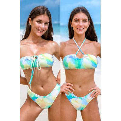 Cosmic Swirl Tie-Dye Bandeau Bikini Set