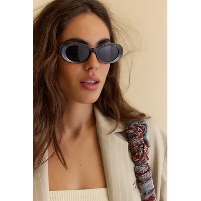 Sola Round Sunglasses at Free People in Chambray With Chambray Lens