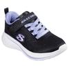 Sneaker SKECHERS "WAVE 92", Kinder, Gr. 32, schwarz (schwarz, lila), Textil, Glitzer, casual, Schuhe, Schlupfschuh mit Glitzer für Mädchen, Größenschablone zum Download