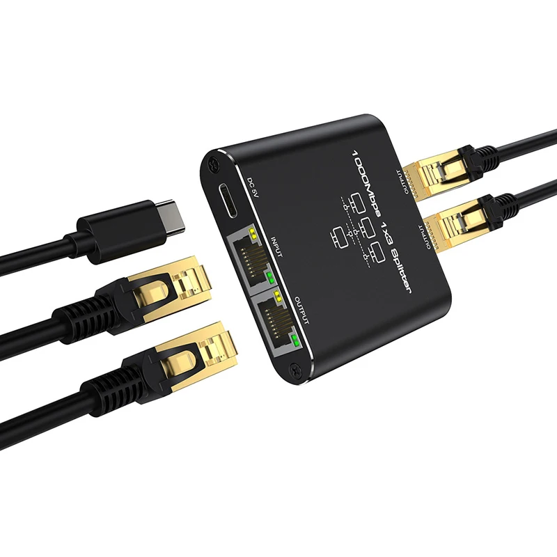 RJ45 Netzwerkkabel Switch Hub 1 In 2 3 Out Konverter 1000 Mbit/s Gigabit Ethernet Switch Hub Wire Divider PC LAN Extend Adapter Image