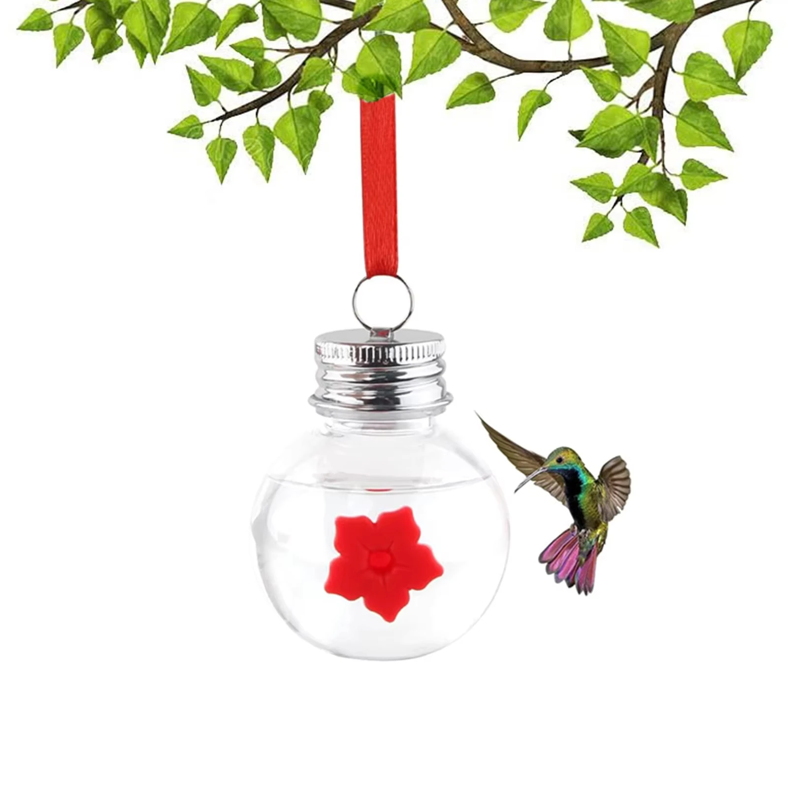 Kolibri-Futterspender aus geblasenem Glas für den Außenbereich. Kleiner Kolibri-Futterspender aus Glas zum Aufhängen von Ameisen und Bienensicheren von Kolibris auf dem Fenster