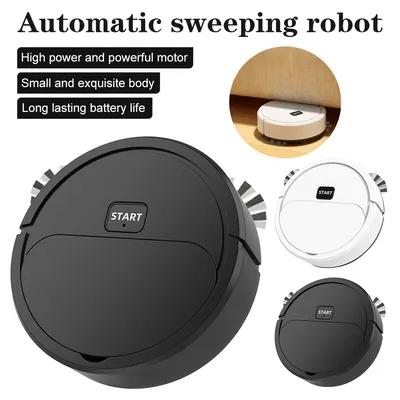 Automatische Kehrmaschine für den Haushalt, 3-in-1, Trocken- und Nassgebrauch, Mini-Kehrroboter, wiederaufladbarer USB-Staubsauger, leise Bodenreinigungsmaschine Image