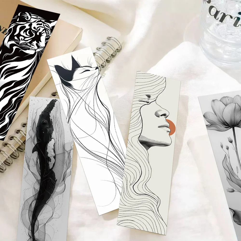 30 Stück minimalistische Landschaft Tuschemalerei Kunst kreative Lesezeichen DIY dekorative Notizbuch Geschenk exquisite Karte Image