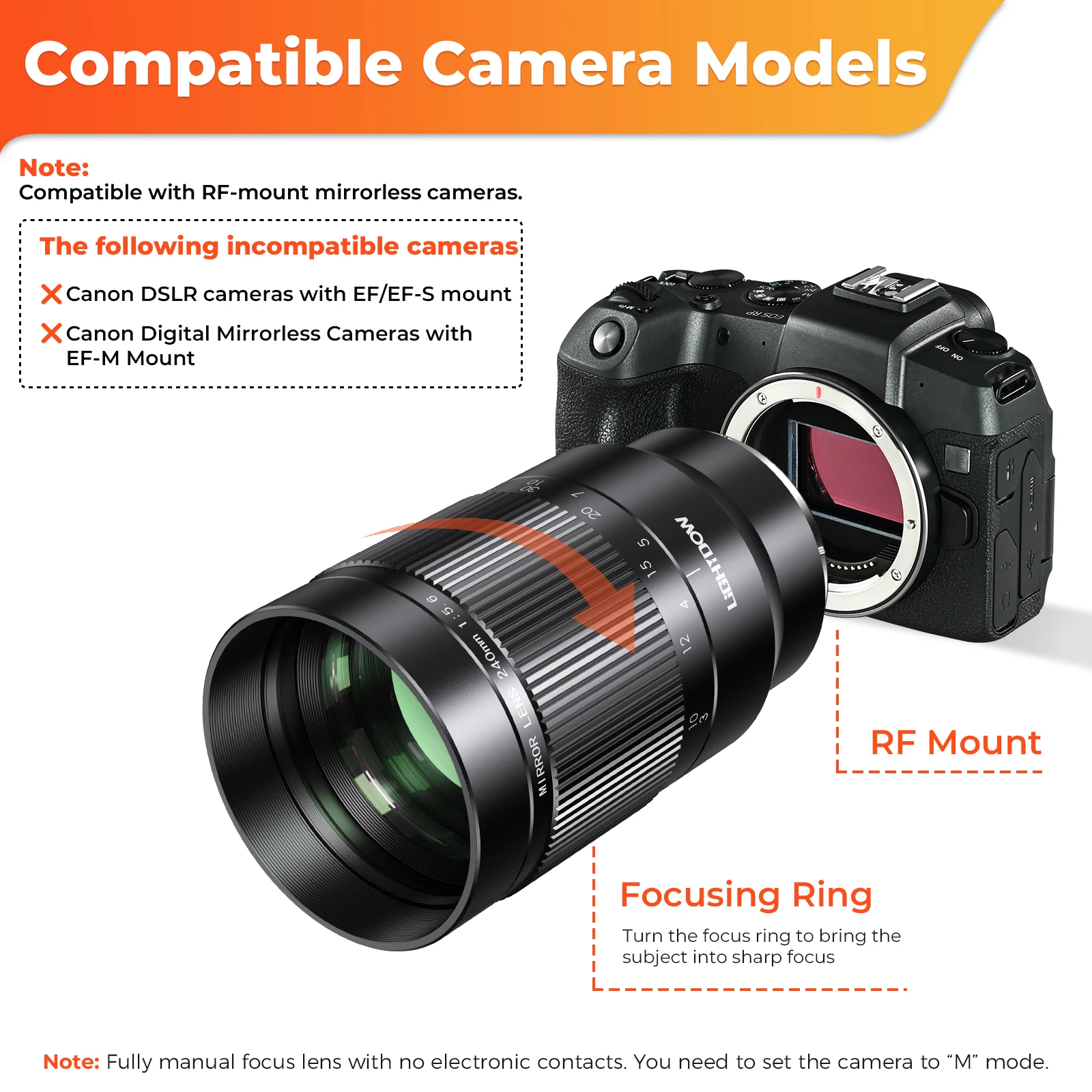 Lightdow NEUE 240 MM F5,6 Foldback Prime Objektiv Für Canon EF Nikon Z Sony E Mount Micro Einzel Kamera Canon EF Nikon F SLR Kamera Image