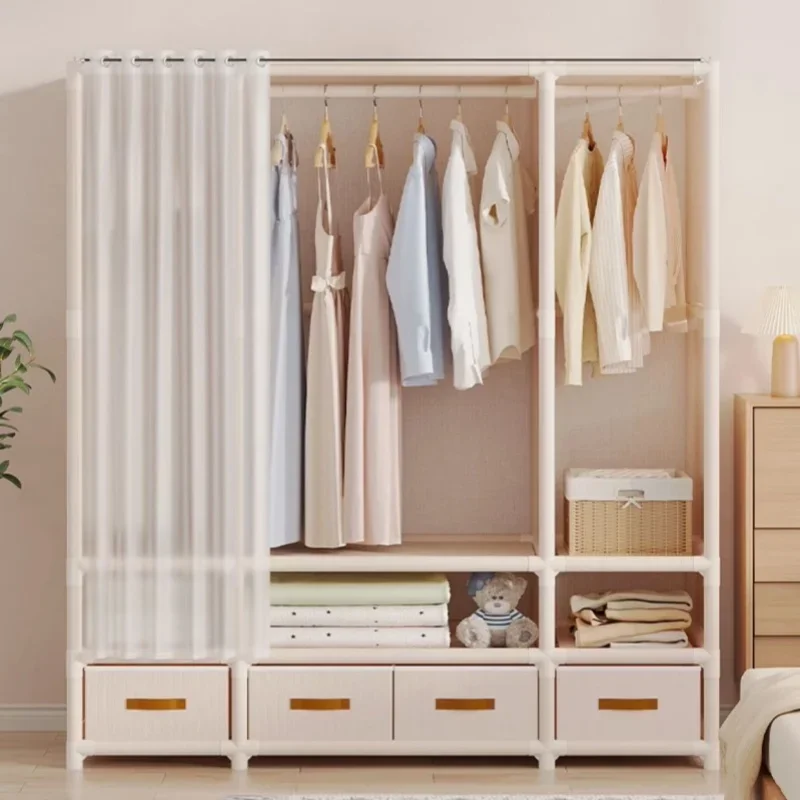Einfacher Kleider schrank einfacher Montages chrank staub dichtes Lager regal Robuster, haltbarer Schrank Schrank zusammen klappbarer Kleider schrank für Schlafzimmer