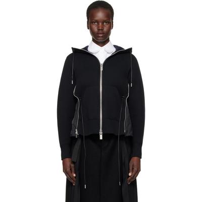 Sponge Sweat X Nylon Twill Hoodie - Black - Sacai Sweats