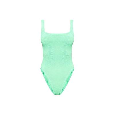 Textured Square Neck Activewear - Green - Hunza G Beachwear