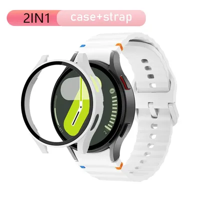 Gehäuse + Armband für Samsung Galaxy Watch 4 40 mm, Zubehör, PC-Stoßstangenabdeckung, Rundum-Displayschutz, Galaxy Watch 4 44 mm