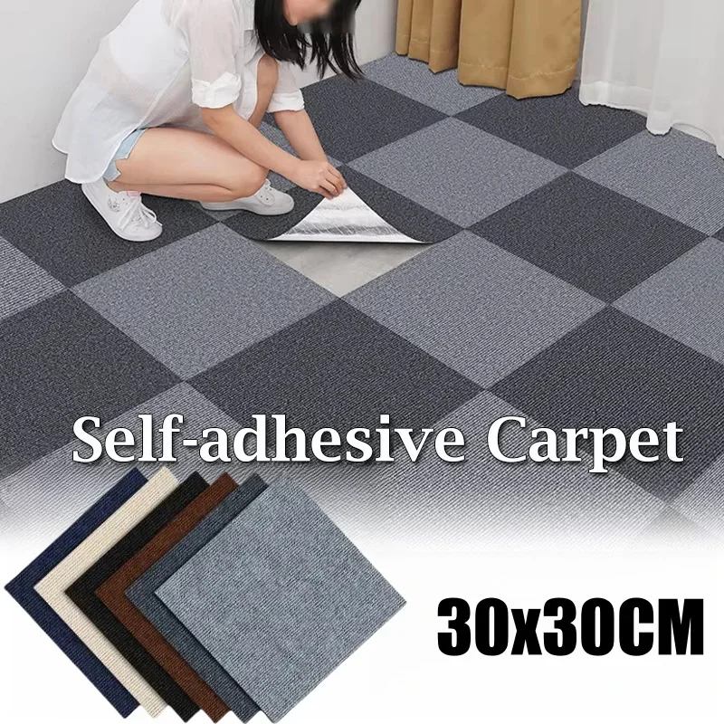 Self Adhesive Carpet Floor Tiles Sticker Square Rugs Peel and Stick Mat DIY Flooring for Kitchen Dining Room Bedroom Home Decor