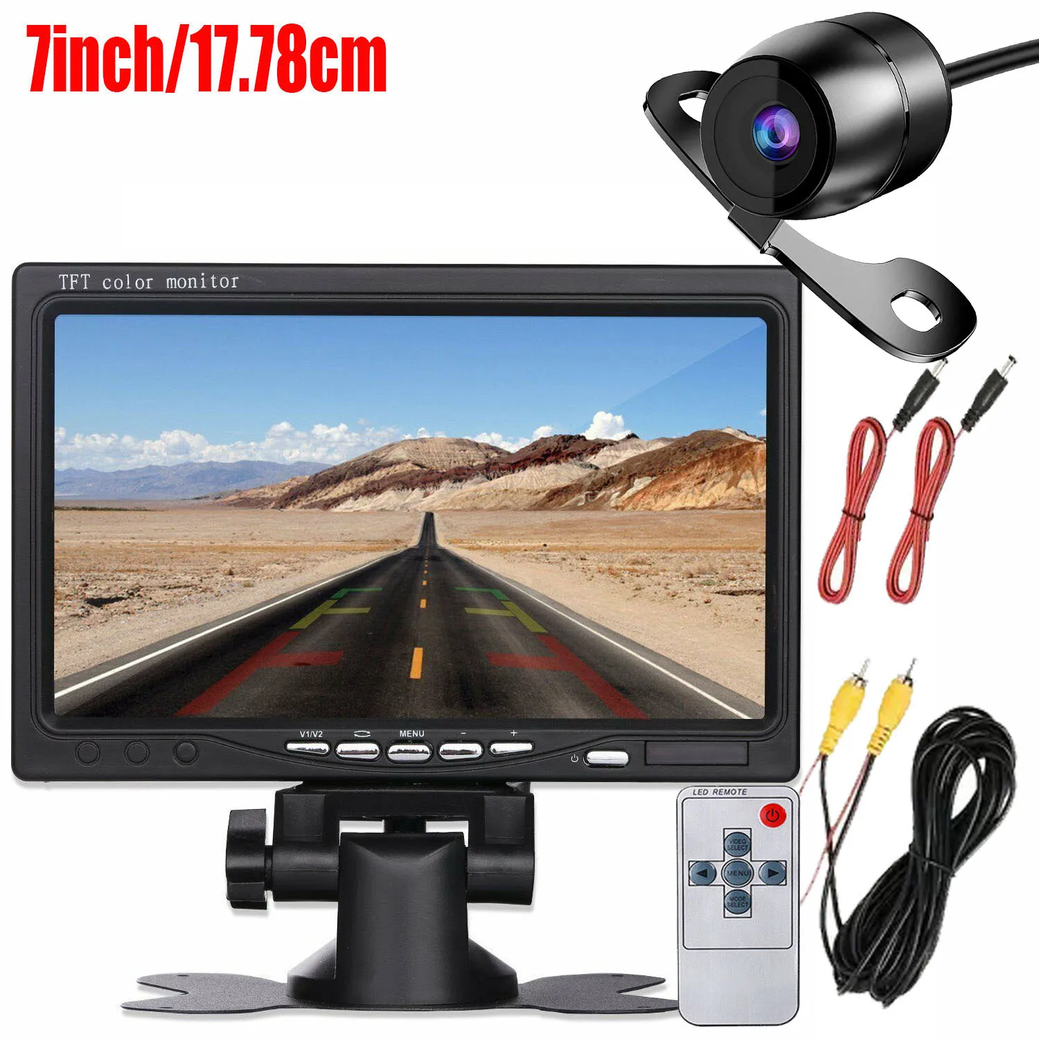 7 "Auto TFT LCD-Bildschirm Monitor Rückansicht Rückfahr kamera Kit mit 6m Kabel für LKW/Bus/Wohnmobil/Anhänger/Traktor/Wohnmobil Image