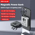 10000mAh Magnetic Wireless Power Bank cavo integrato USB C PD 20W batteria esterna a ricarica rapida per iPhone 15 Samsung Powerbank
