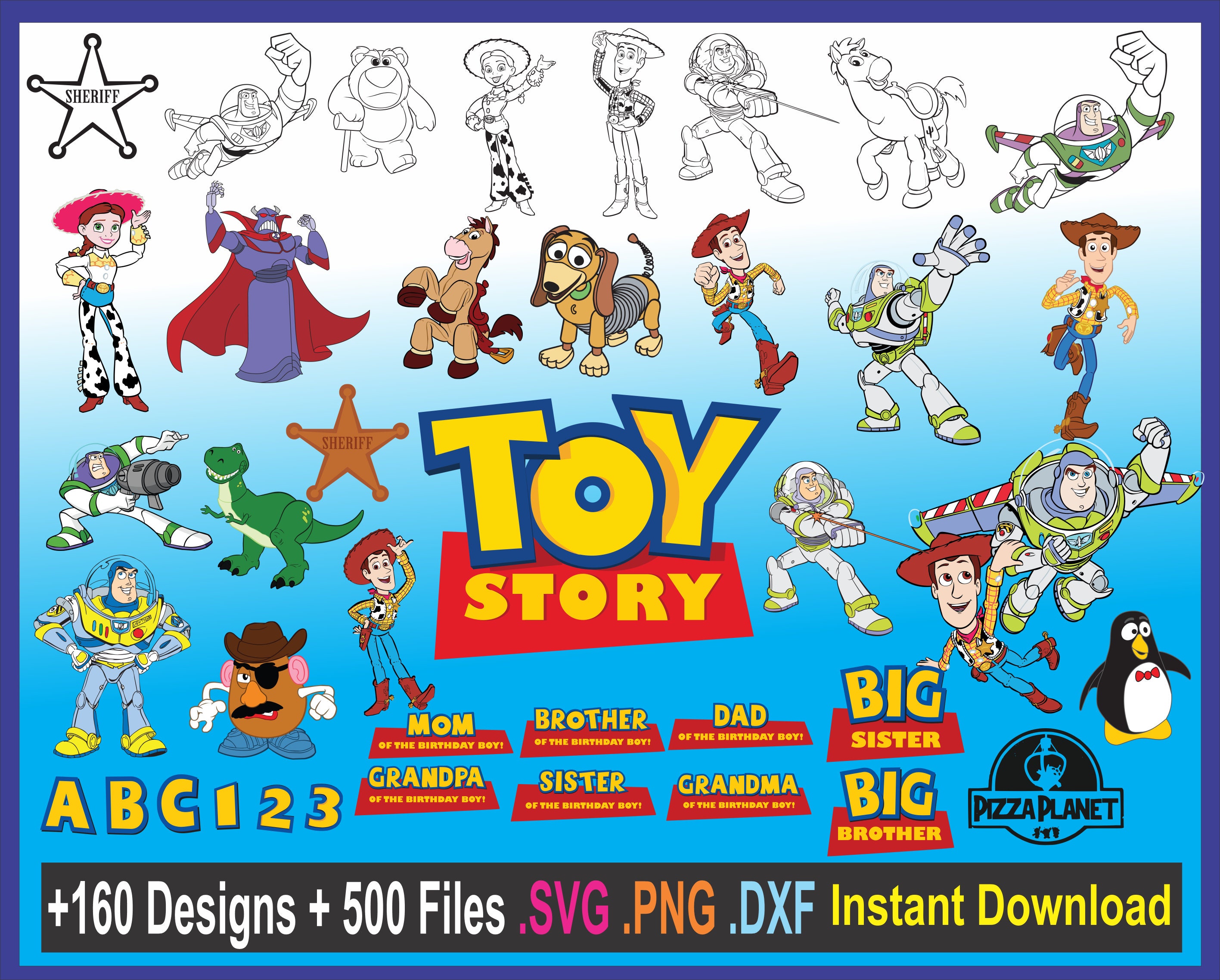 Pacchetto svg di Toy Story, clipart di Toy Story, png di Toy Story, file vettoriali di Toy Story, svg di Toy Story, file svg vettoriali di Toy Story c