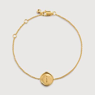 Gold Initial I Stamp Chain Bracelet