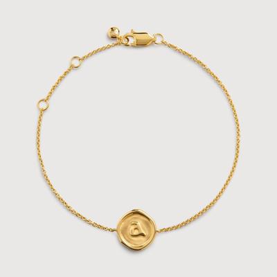 Gold Initial A Stamp Chain Bracelet